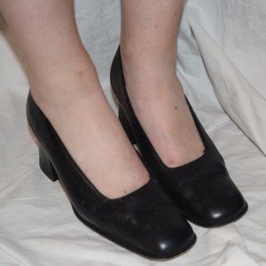 Black Leather Moda Spana Heels